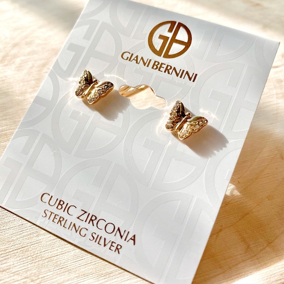 Giani Bernini Gold-Tone Crystal Butterfly Stud Earrings - Picture 3 of 7